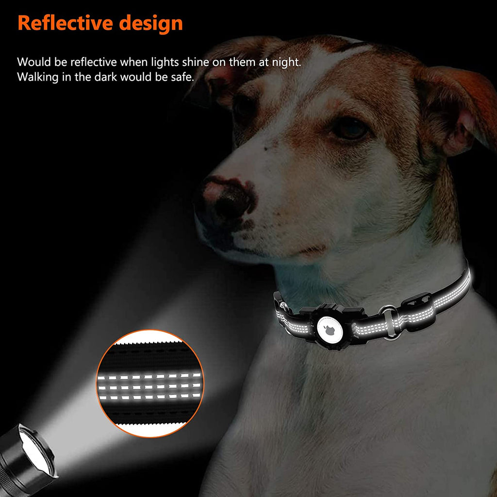 Apple Airtag Heavy Duty Dog Collar with Airtag Holder Case, Adjustable for Medium Large Dogs