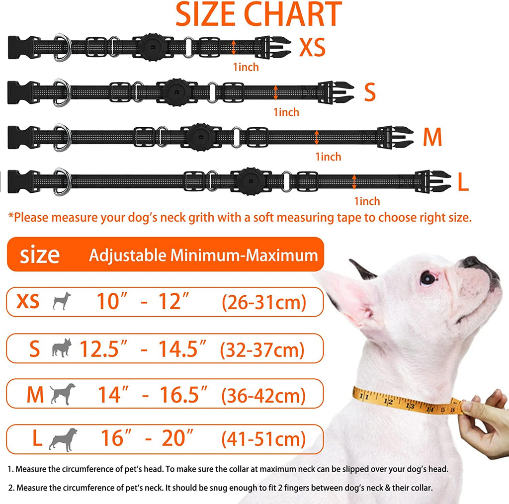 Apple Airtag Heavy Duty Dog Collar with Airtag Holder Case, Adjustable for Medium Large Dogs